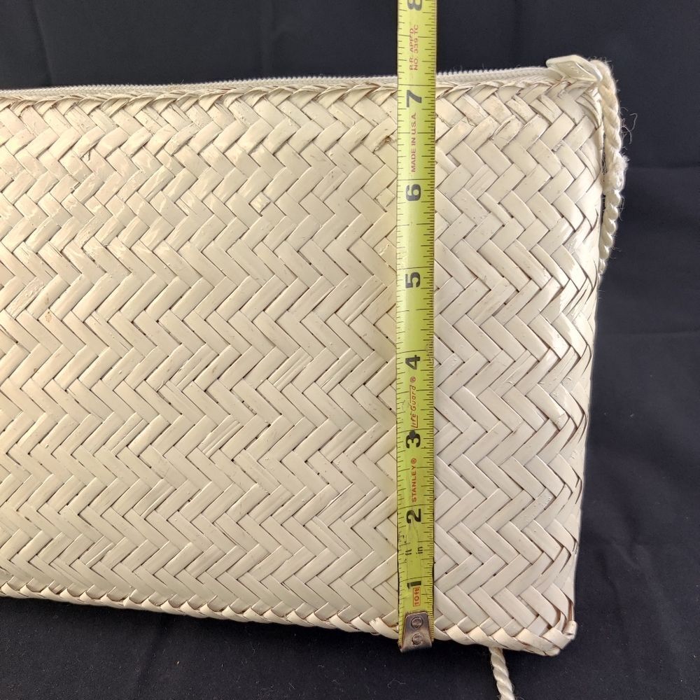 Vintage Lord & Taylor Woven Straw Crossbody Bag – Minimal Summer Clutch - Picture 8 of 14
